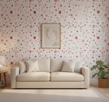Papel tapiz moderno estrella acuarela roja - TenVinilo