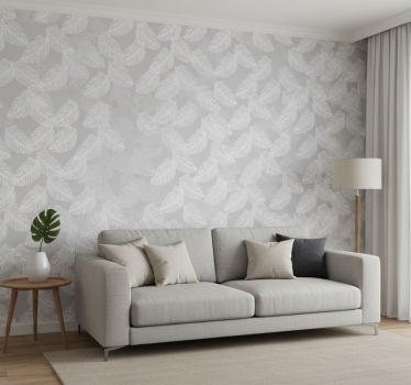 Papel tapiz moderno floral minimalista gris - TenVinilo