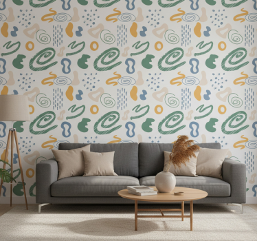 Papel tapiz moderno formas pintadas abstractas - TenVinilo