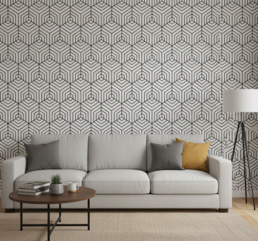 Papel tapiz moderno hexágonos en blanco y negro - TenVinilo