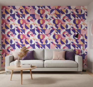 Papel tapiz moderno patrón de círculos geométricos - TenVinilo