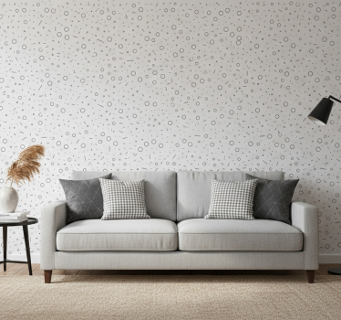 Papel tapiz moderno patrón de formas en blanco y negro - TenVinilo