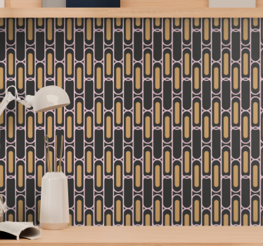 Papel tapiz moderno patrón geométrico vertical marrón y rosa - TenVinilo
