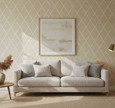 Papel tapiz moderno patrón minimalista diamante crema - TenVinilo