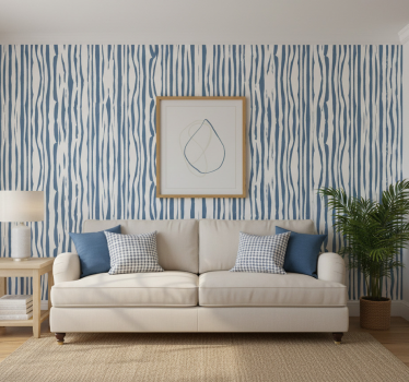 Papel tapiz moderno rayas azules estilo hampton - TenVinilo