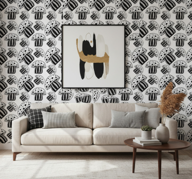 Papel tapiz moderno setas étnicas en blanco y negro - TenVinilo