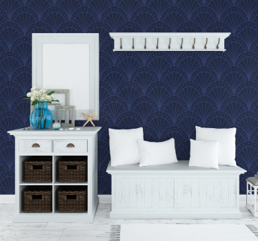 Papel tapiz entrada art déco azul marino - TenVinilo