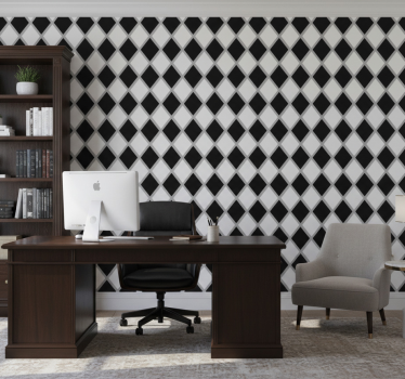 Papel tapiz oficina diamantes en blanco y negro - TenVinilo