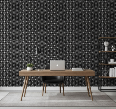 Papel tapiz oficina diamantes geométricos en blanco y negro - TenVinilo