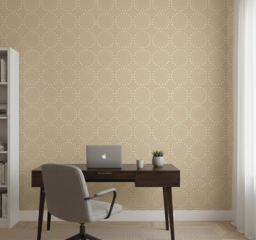 Papel tapiz oficina fondo beige claro con círculos blancos - TenVinilo