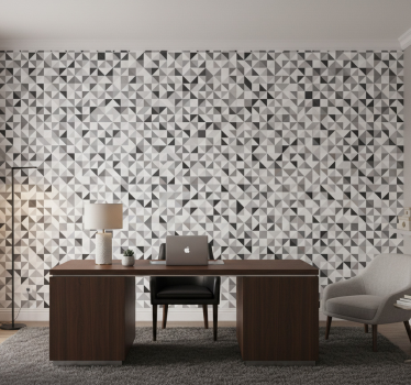 Papel tapiz oficina mosaico de triángulos grises - TenVinilo
