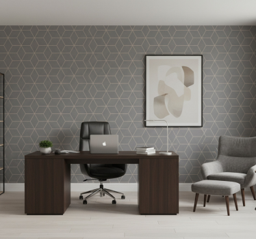 Papel tapiz oficina patrón hexagonal gris geométrico - TenVinilo