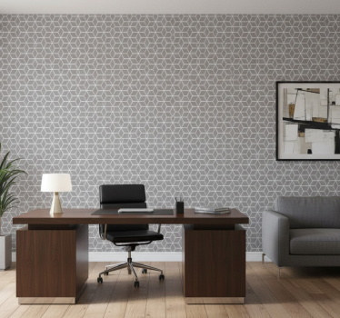 Papel tapiz oficina patrón hexagonal gris y blanco - TenVinilo
