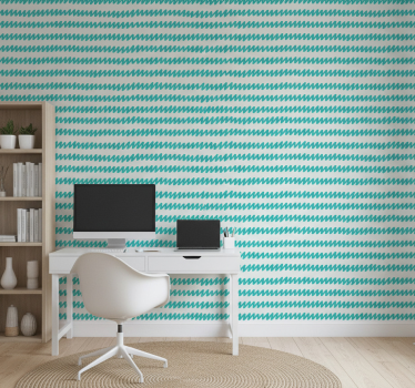 Papel tapiz oficina zig zag a mano acuamarina y blanco - TenVinilo
