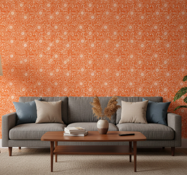 Papel tapiz flores patrón paisley naranja - TenVinilo