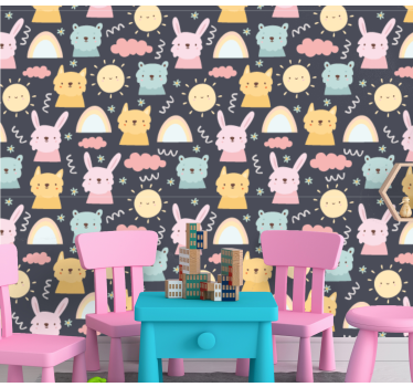 Papel tapiz pájaros ilustraciones de animales juguetones - TenVinilo