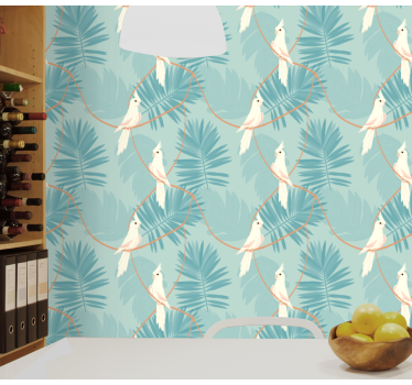 Papel tapiz pájaros motivo de aves tropicales - TenVinilo