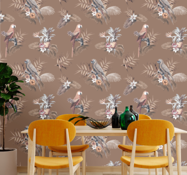 Papel tapiz pájaros motivo de pájaro tropical - TenVinilo