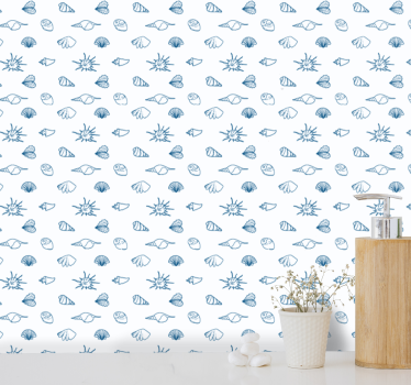 Papel tapiz peces motivo de dibujo náutico - TenVinilo