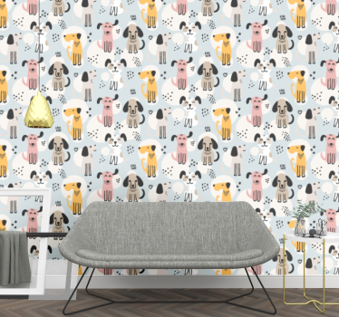 Papel tapiz perros juego de patrones caninos - TenVinilo