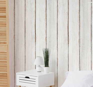 Papel tapiz madera paneles blancos texturizados - TenVinilo
