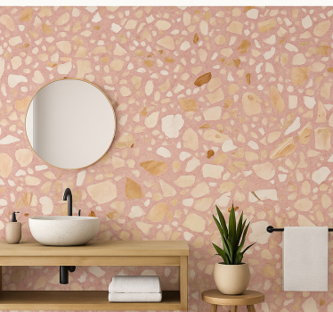 Papel tapiz piedra terrazzo rosa tierra - TenVinilo