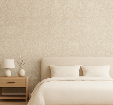 Papel tapiz recámara matrimonial floral beige clásico - TenVinilo
