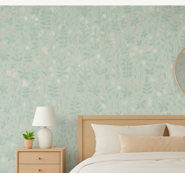 Papel tapiz recámara matrimonial floral escandinavo - TenVinilo