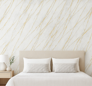 Papel tapiz recámara matrimonial mármol gris con oro - TenVinilo