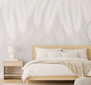 Papel tapiz recámara matrimonial palma neutra - TenVinilo