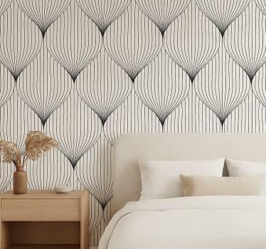 Papel tapiz recámara matrimonial pluma decorativa simétrica - TenVinilo