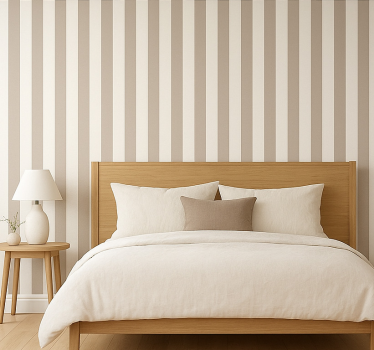 Papel tapiz recámara matrimonial rayas taupe - TenVinilo