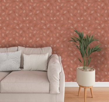 Papel tapiz terracotta patrón de hojas - TenVinilo