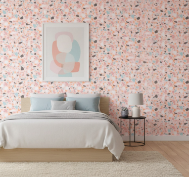 Papel tapiz textura acuarela terrazzo rosa y azul - TenVinilo