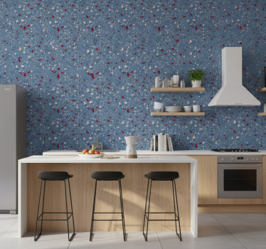 Papel tapiz textura terrazzo geométrico azul - TenVinilo