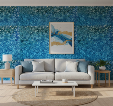 Papel tapiz textura agua realista azul - TenVinilo