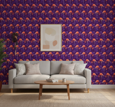 Papel tapiz pájaros flamencos tropicales rosas - TenVinilo