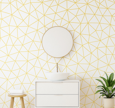 Papel tapiz triángulos mosaico prismático dorado - TenVinilo