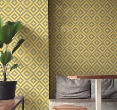 Papel pintado triángulos colores gris y amarillo - TenVinilo
