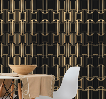 Papel triangulos Patrón deco dorado y negro - TenVinilo