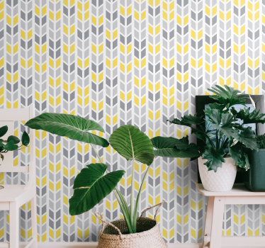 Papel pintado patrón triangulo gris y amarillo - TenVinilo