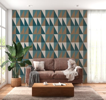 Papel pintado triangulos patrón gris y azul - TenVinilo