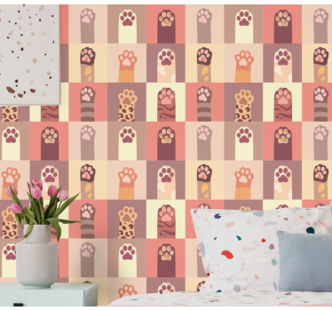 Papeles de pared modernos Dibujos animados de patas de gato - TenVinilo