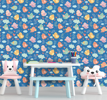 Papeles de pared modernos Dibujos animados lindos pájaros volador - TenVinilo