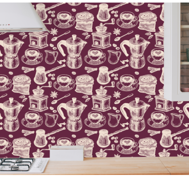 Papeles de pared modernos Diseño de patrón de café - TenVinilo