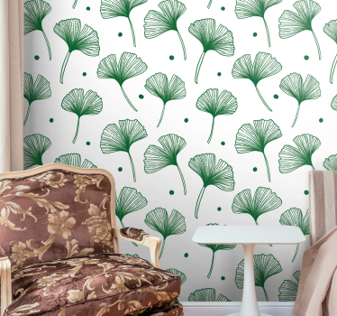 Papeles de pared modernos Grandes hojas verdes de ginkgo - TenVinilo