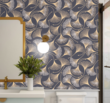 Papeles de pared modernos Hojas de ginkgo en forma de abanico - TenVinilo