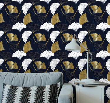 Papeles de pared modernos Hojas de ginkgo en relieve - TenVinilo