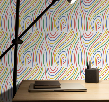 Papeles de pared modernos Líneas de colores con fondo blanco - TenVinilo
