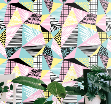 Papeles de pared modernos Palmeras y elementos geométricos. - TenVinilo